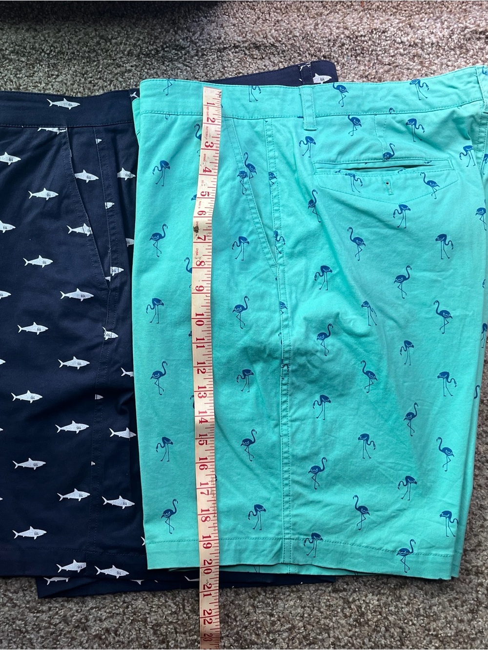 Turquoise Flamingo Print Shorts